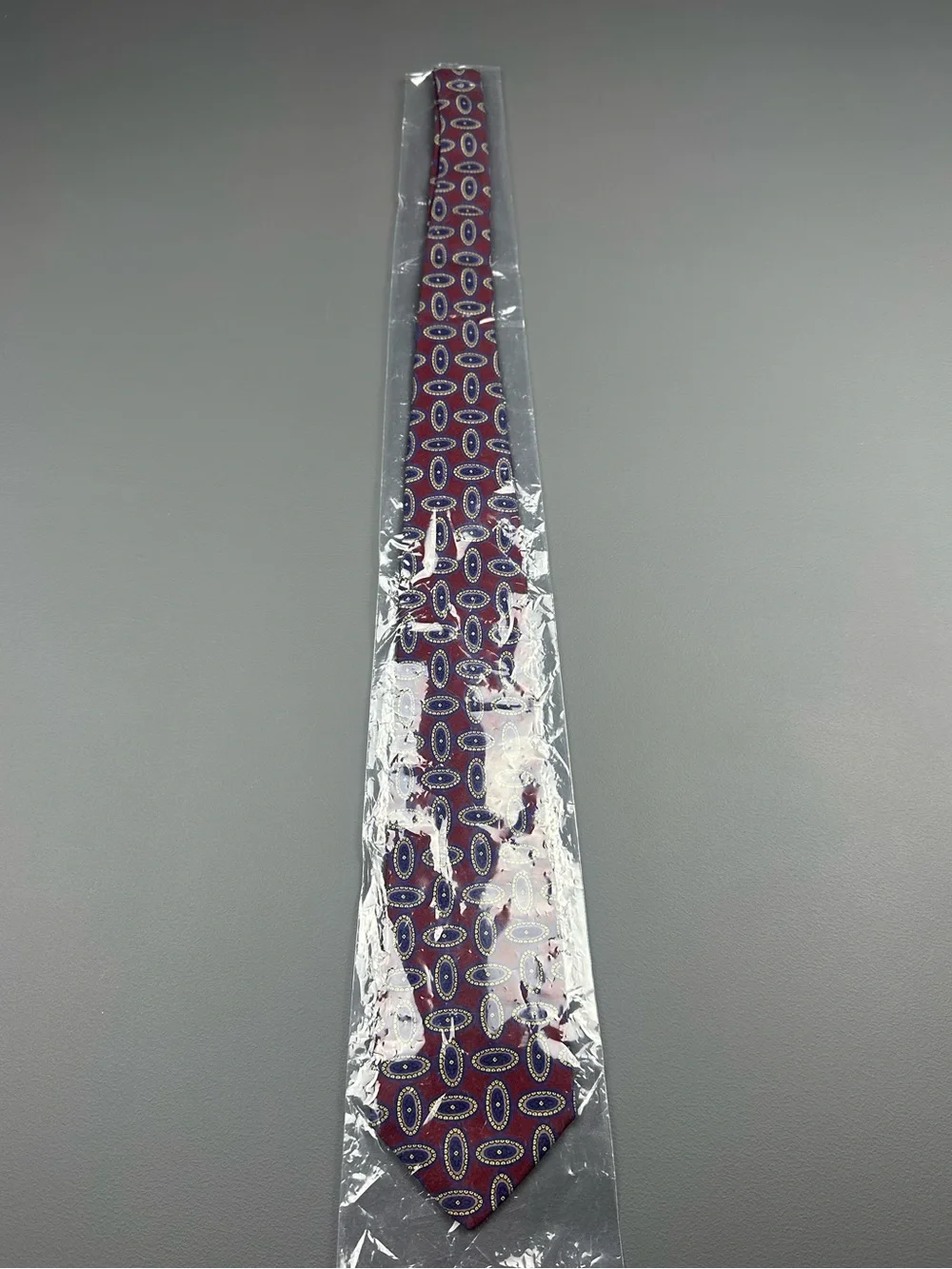 New Aquascutum London Silk Medallion Tie Burgundy Navy Gold Made in England